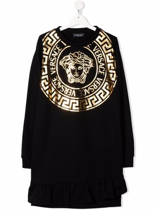 Versace Children Logo-Print Long-Sleeve Sweater Dress - ShopStyle