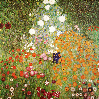 Vault W Artwork Flowery Garden by Gustav Klimt - Wrapped Canvas Graphic Art Print