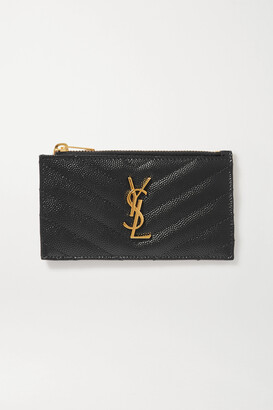 Saint Laurent Monogramme Small Quilted Textured-leather Wallet - Black
