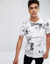 Thumbnail for your product : ONLY & SONS Longline T-Shirt With All Over Print