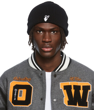 off white black beanie