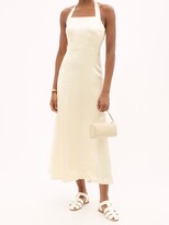 Thumbnail for your product : ALBUS LUMEN Plasido Halterneck Silk-satin Midi Dress - Cream