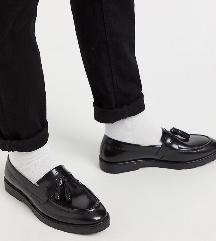 mens wide fit black shoes