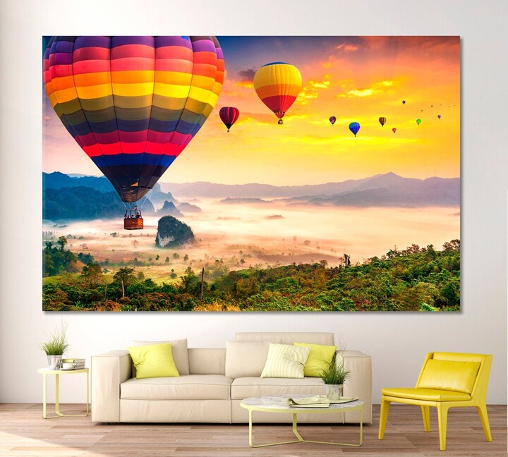 Air Flight Wall Art, Hot Balloons Flying National, Park Phu Langka Photo Print, Landscape Thailand Decor, Scenic Photography Print