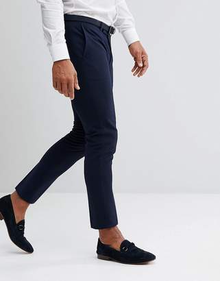 ASOS Design Extreme Super Skinny Cropped Smart Trousers In Navy