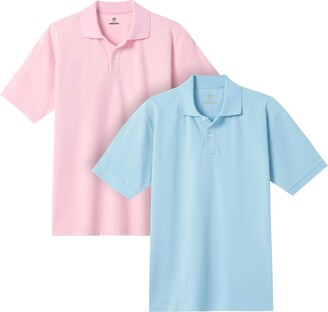 LAPASA Men's Polo Shirts Pure Cotton Fabric Relaxed in Fit S Pink+Blue -  ShopStyle