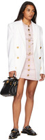 Thumbnail for your product : Balmain Pink & White Knit Monogram Button Miniskirt