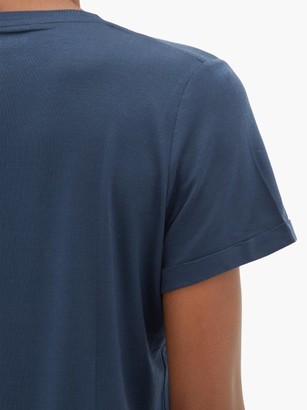 Derek Rose Lara V-neck Stretch-micromodal Pyjama T-shirt - Navy