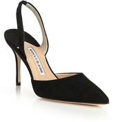 Thumbnail for your product : Manolo Blahnik Carolyne Suede Slingback Pumps