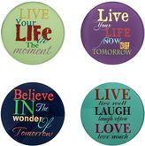 Thumbnail for your product : Casa Uno 'Live Life' Round Glass Coaster (Set of 4)