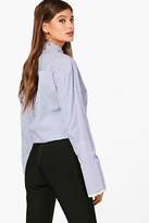 Thumbnail for your product : boohoo Womens Imogen Striped Stud Collar Medal Trim Shirt