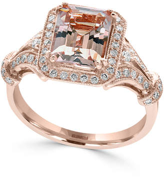 Effy Morganite (2-1/5 ct. t.w.) and Diamond (1/3 ct. t.w.) Ring in 14k Rose Gold