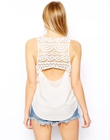 Thumbnail for your product : ASOS COLLECTION Tank with Scallop Lace