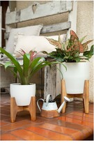 Thumbnail for your product : Flora Bunda 10In & 6.6In Chevron Ceramic Planters On Stands