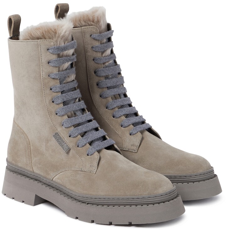 shearling lined combat boots