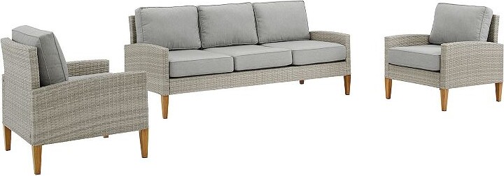 Crosley Capella Outdoor 3-Piece Wicker Sofa Set
