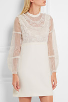 Thumbnail for your product : Miu Miu Ruffled Silk-organza, Lace And Cady Mini Dress - Off-white