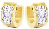 Thumbnail for your product : Supreme Pair Iced Out Clear Crystal Orange Grid Gold Stainless Steel Men Women Unisex Huggie Hoop Earrings