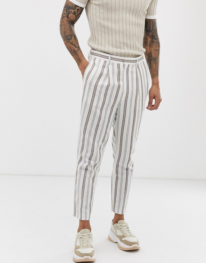 linen striped trousers