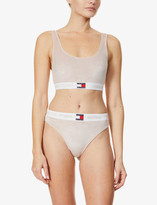 Thumbnail for your product : Tommy Hilfiger Logo-tape stretch-velour bralette