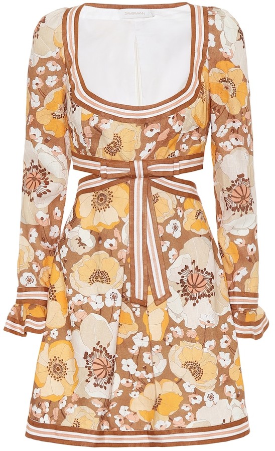 Zimmermann Super Eight floral linen minidress - ShopStyle Dresses
