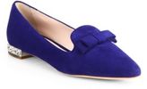 Thumbnail for your product : Miu Miu Suede Jeweled Heel Loafers