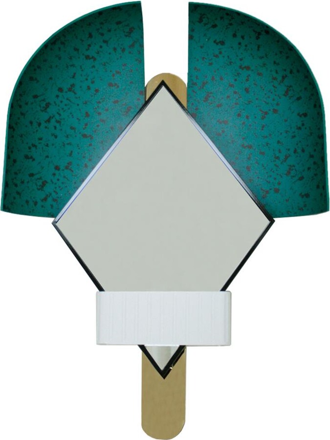 Contemporary Italian Green "bonnet" Mirror Designed By Elena Salmistraro