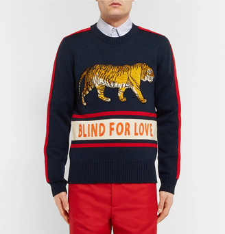 Gucci AppliquÃ©d Embroidered Wool Sweater