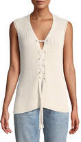 Thumbnail for your product : Cupcakes And Cashmere Kristy Lace-Up Sleeveless Sweater