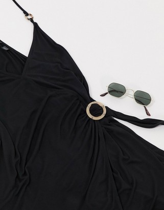 Accessorize jersey ring detail dress in black