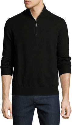 Neiman Marcus Nano-Cashmere Quarter-Zip Sweater