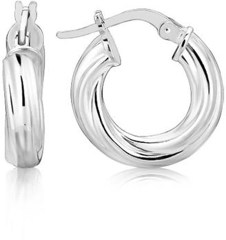 Ice Sterling Silver Twist Design Small Sized Hoop Earrings