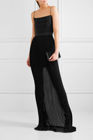 Thumbnail for your product : Stella McCartney Grosgrain-trimmed Twill And Pleated Silk-chiffon Gown - Black