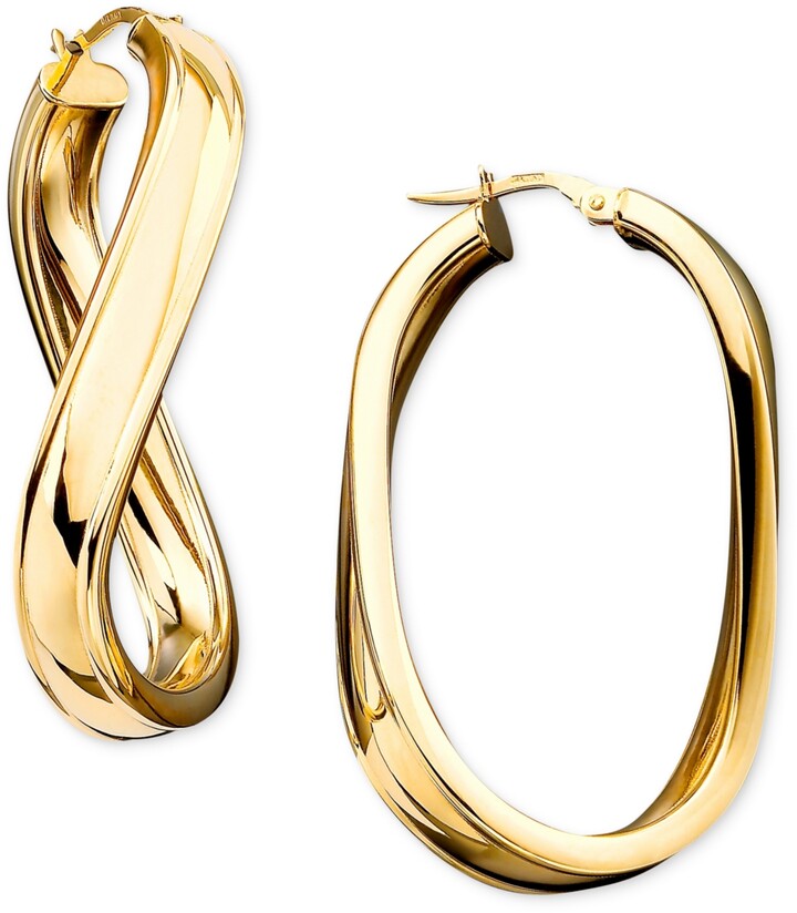 Italian Gold Twisted Oval Hoop Earrings in 14k Gold ShopStyle