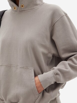 LES TIEN Brushed-back Cotton Hooded Sweatshirt - Mid Grey