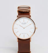 Thumbnail for your product : Reclaimed Vintage Inspired leather watch in brown 36mm exclusive to ASOS