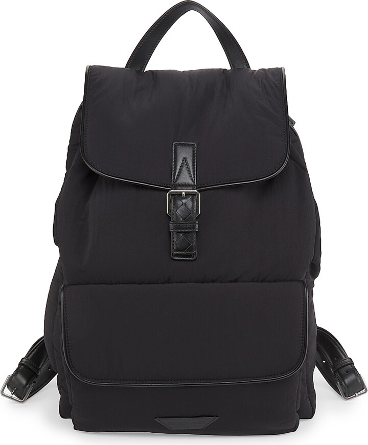 Bottega Veneta Men's Crossroad Intrecciato Leather Backpack - Black Silver