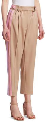Peter Pilotto Satin-Trimmed Cropped Wool Trousers