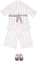 Thumbnail for your product : BRUNELLO CUCINELLI KIDS Striped cotton belted shirt