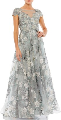 Mac Duggal Floral Embroidered & Embellished A-Line Gown