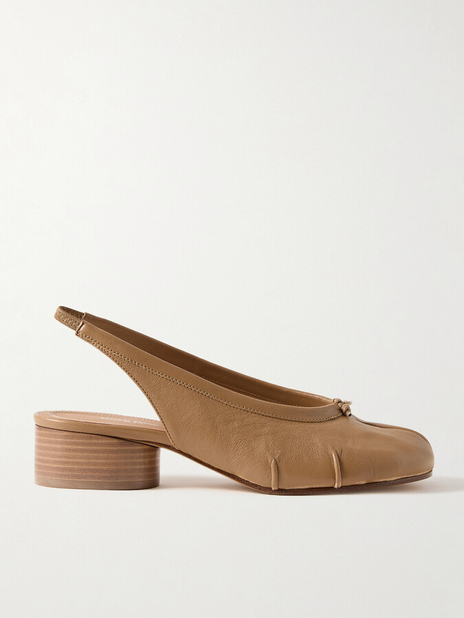 Maison Margiela Tabi Split-toe Leather Slingback Pumps - Brown