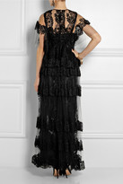 Thumbnail for your product : Dolce & Gabbana Crocheted lace-appliquéd net gown