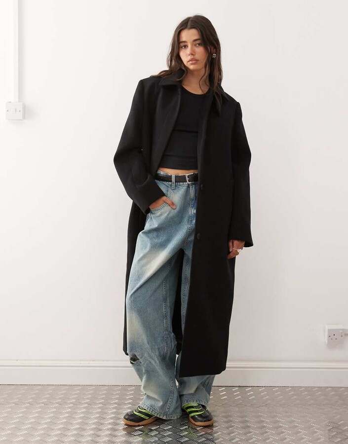 Fitted Black Wool Coat ShopStyle AU