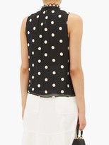 Thumbnail for your product : Rebecca Taylor Sleveless Polka-dot Embroidered-silk Blouse - Womens - Black Multi