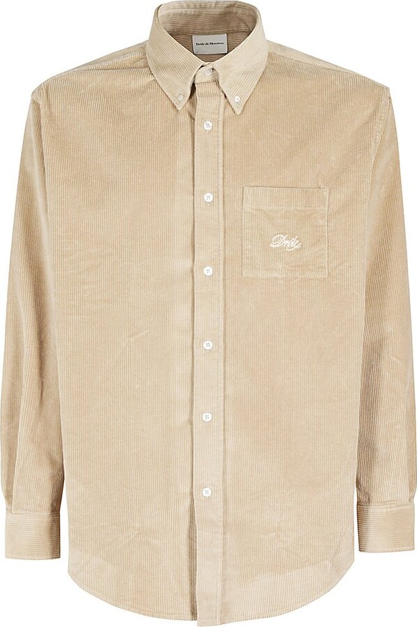 Drôle De Monsieur La Chemise Logo Embroidered Corduroy Shirt