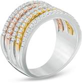 Thumbnail for your product : Zales 1 CT. T.W. Diamond Multi-Row Wave Band in 10K Tri-Tone Gold
