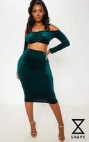 Thumbnail for your product : PrettyLittleThing Shape Emerald Green Velvet Midi Skirt