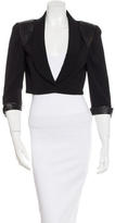 Thumbnail for your product : Alice + Olivia Leather-Trimmed Cropped Jacket w/ Tags