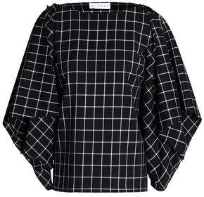 Robert Rodriguez Cold-Shoulder Checked Twill Top