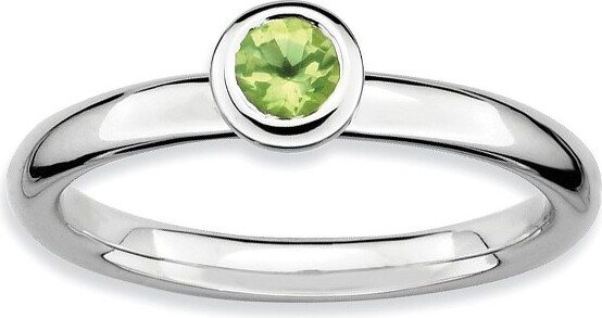 Black Bow Jewelry Co. BlackBowJewelryStackableLowProfile4mmPeridotSilverRingSize9